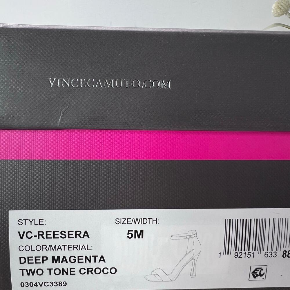 Vince Camuto Reesera Deep Magenta Croco Sandal Women's 5M NWB Barbie - Picture 11 of 11